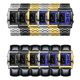 BINBOND B2311 30m Waterproof Men LED Luminous Multifunctional Quartz Watch, Black Steel-Black